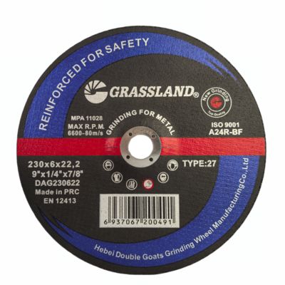 แผ่นตัดโลหะเรซินขัด GRASSLAND 9" สำหรับสแตนเลส 230 X 6 X 22.2 สำหรับเครื่องเจียร