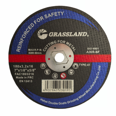 แผ่นเจียร Inox GRASSLAND ขนาด 7 นิ้ว พร้อมเม็ดทราย Monocrystalline Fused Alumina ขนาด 180mm x 3.2mm x 16mm