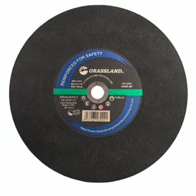 ใบตัดสแตนเลส Grassland 14" (355x4.0x25.4 มม.) จานตัดขัด Monocrystalline Fused Alumina ความแข็ง R Grade