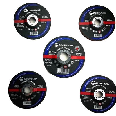 115mm X 6.4mm X 22.23mm เรซิ่น Bonded Grit 24 Abrasive Grinder Discs สำหรับ Metal Fab
